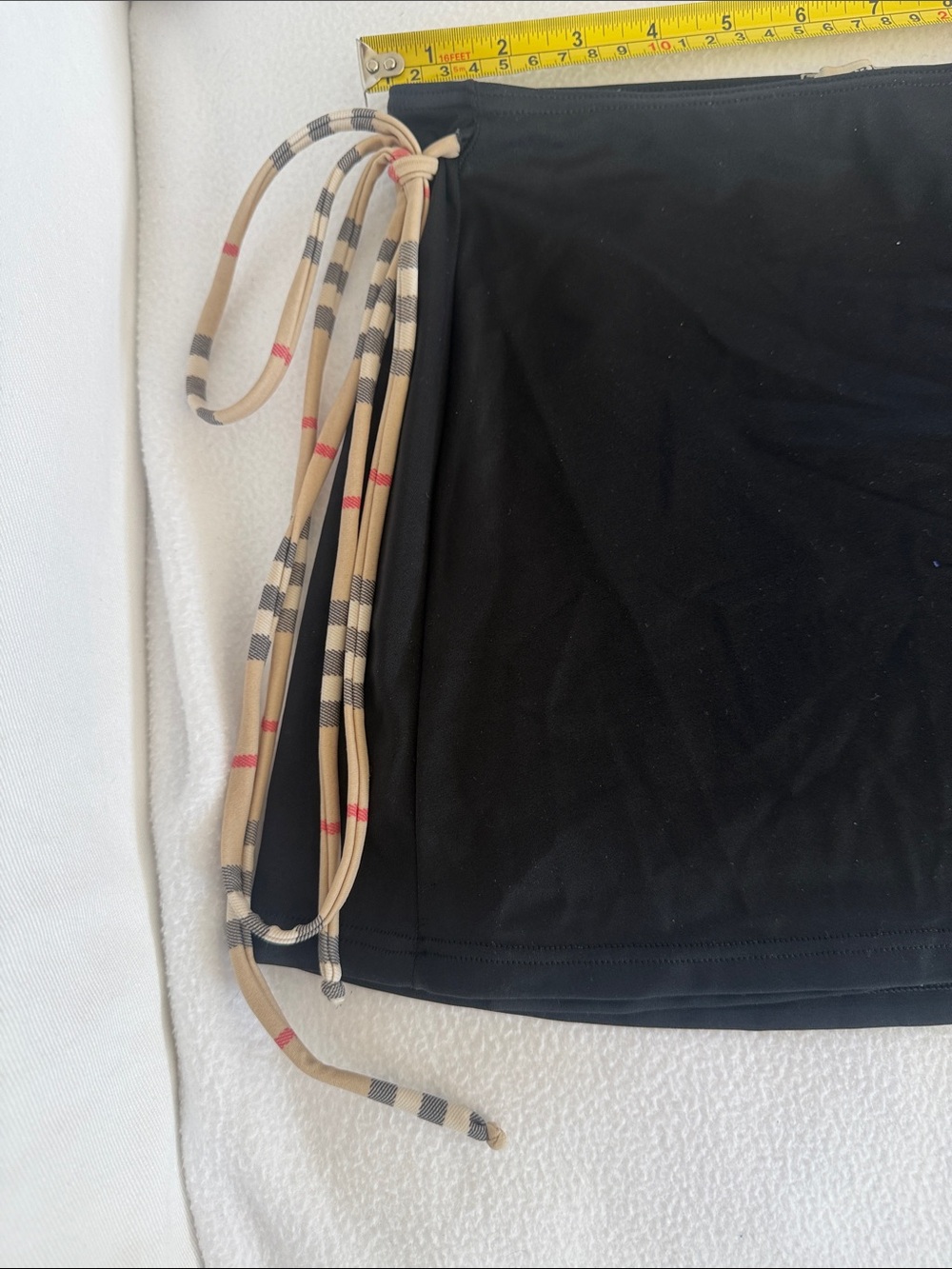 Burberry Black swimsuit cover up wrap skirt with Signature Check Side Tie (Small - Picture 3 of 10